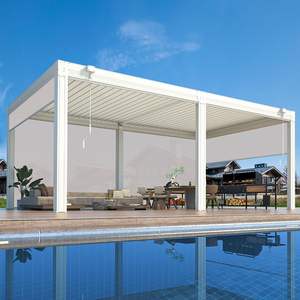 Pérgola Pequeña para Jardín de 3x3m-4x6m, <span class=keywords><strong>Gazebo</strong></span> con Construcción de Aluminio con Recubrimiento en Polvo, Techo Retráctil y Paneles Laterales para Uso en Balcones - Product Image 1