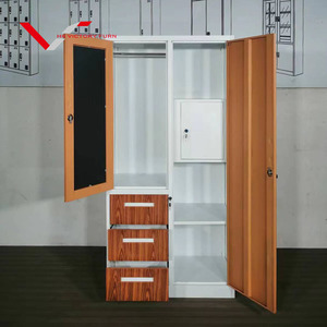 Armadio casa mobili camera da letto acciaio almirah lemari pakaian besi armario armadio in metallo armadio a 2 ante con specchio - Product Image 2