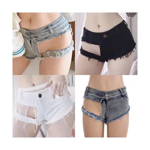 Cross-border new Europe and America sexy stretch denim shorts hot pants jeans low waist plus size