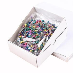 도매 800pcs 38mm 바느질 바늘 멀티 컬러 진주 머리 핀 흰 종이 상자 다채로운 구슬 바늘 - Product Image 4