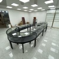Vitrine à bijoux en verre haut de gamme Hongzhan, cadre en acier inoxydable plaqué titane, verre trempé transparent, pour centre commercial