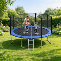 Trampoline d'extérieur avec filet de sécurité et échelle, trampoline familial souple pour enfants avec filet de protection, trampoline d'exercice pour jardin