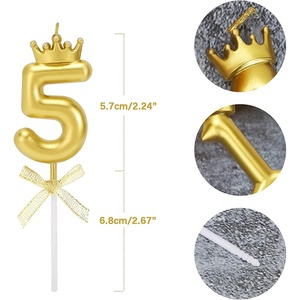 <span class=keywords><strong>Velas</strong></span> Huaming de Alta Calidad con Brillantina en Forma de Números para Pastel de Cumpleaños, Llama Dorada, Tono Pastel, Altas y Delgadas sin Humo - Product Image 4