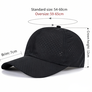 Casquette de baseball pour homme à séchage rapide, 6 panneaux, style urbain, maille découpée au laser, visière incurvée, fermeture snapback, en tissu courant - Product Image 2
