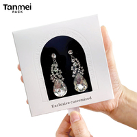 Boîte à bijoux écologique avec fenêtre en PVC, boîte d'emballage de bijoux en carton avec logo personnalisé, poignée en cristal pour collier