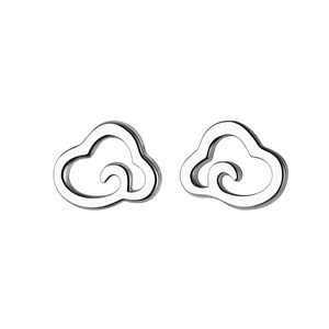 Cloud Shape Stud Earrings For Women Minimalist Design Silver Tone Small Earring Geometric Fashion Jewelry For Everyday Wear - Product Image 5