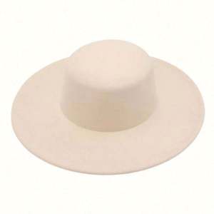 Sombrero de fieltro de lana de copa plana nuevo 2023, sombrero bombín de jazz francés de ala ancha, sombreros Fedora para mujer al por mayor - Product Image 3