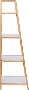 4 Tier Ladder Shelf <strong>Storage</strong> <strong>Unit</strong> with White Shelves <strong>for</strong> Bathroom <strong>Kitchen</strong> Living Room Bamboo - Product Image 4