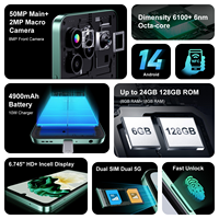 FOSSiBOT Android 14 Mini 5G Smartphone Dual Sim CPU: Quad Core 128GB ROM MTK Procesador 12 Meses de Garantía para Gaming Smart Usado
