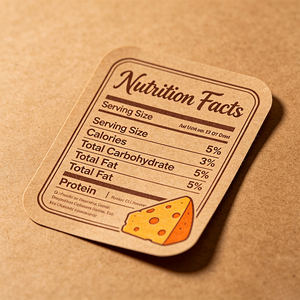 Etichette Nutrizionali <span class=keywords><strong>per</strong></span> Formaggio Haoxuan, Adesivi in Carta Kraft Arancione e Gialla con Illustrazione di Formaggio, <span class=keywords><strong>Tipografia</strong></span> Scritta a Mano, Goffratura e UV Selettivo - Product Image 3