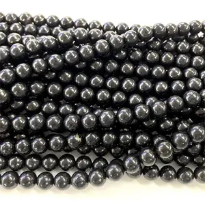 Big Factory Can Conductive 4-16mm Natural Black Shungite Stone Beads For Jewelry Making Women Men Beads Bracelet Necklace Gifts