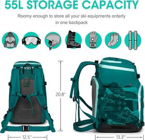 Sac à dos de transport pour chaussures de ski et snowboard, entièrement rembourré, grande capacité, certifié BSCI - Product Image 2