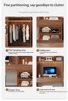 Armoire en bois de noyer avec bureau intégré, étagères ouvertes LED, tiroirs, montage facile, taille personnalisée, système de placard de chambre du sol au plafond