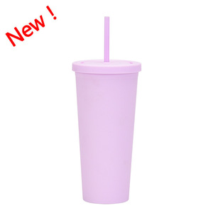 Reusable <strong>Plastic</strong> 22OZ Coffee <strong>Tumbler</strong> Double Wall Water Cup With Straw <strong>Plastic</strong> Clear <strong>Tumbler</strong> - Product Image 5