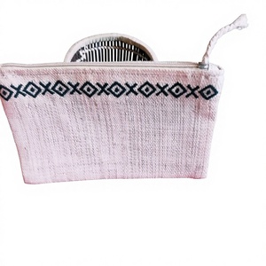 Handmade 100% <b>Raffia</b> Fiber Urban Simplicity Rectangular <b>Tote</b> Bag Penja Lining Leather Trim Button Closure Multi-Use Daily - Product Image 1