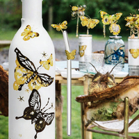 Pailles à boire en verre papillon colorées transparentes courbées pour café, jus, boissons, fêtes d'anniversaire