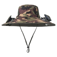 Chapeau de ventilateur de charge solaire rechargeable portable pour hommes à large bord pour les loisirs de plein air activités d'été style pêcheur batterie