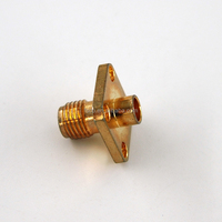 Conector Coaxial RF SMA Hembra de 4 Orificios (Latón PTFE 50ohm) para Cable Coaxial RG402 de 141" (12.7mm) con Montaje de Brida Cuadrada para Pruebas