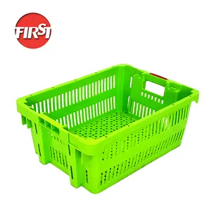 Colorful agricultural perforated plastic moving turnover nestable crate stackable plastic basket
