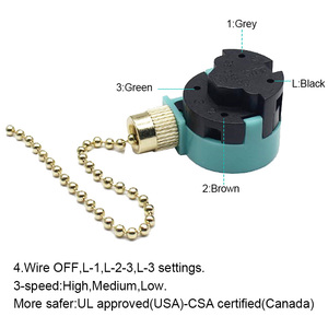Zing Ear 3 Speed 4wires Ceiling Fan <strong>Wall</strong> Lamp Cabinet <strong>Light</strong> Pull Chain <strong>Switch</strong> - Product Image 4