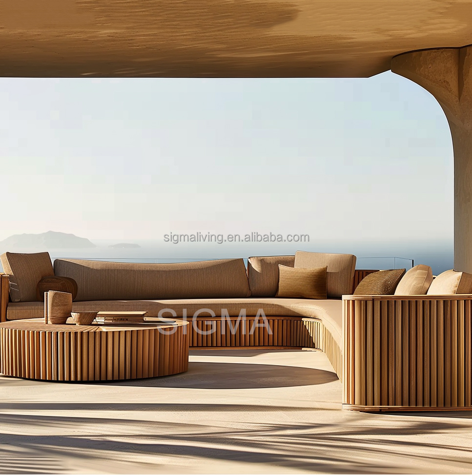 Outdoor Furniture Garden Sofa Set Patio Garden Teak Wood Couch Sets New Design All Weather Teak Solid Wood Sofa