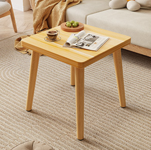 Eenvoudige vierkante salontafel van massief hout met houten poten, modern design voor de woonkamer, huisraad - Product Image 1