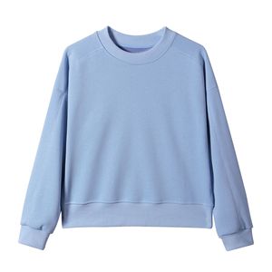 <span class=keywords><strong>Top</strong></span> Corto a <span class=keywords><strong>Maniche</strong></span> <span class=keywords><strong>Lunghe</strong></span> in Cotone per Donna, Felpa in Cotone e Poliestere, Pullover Oversize con Collo Tondo - Product Image 3