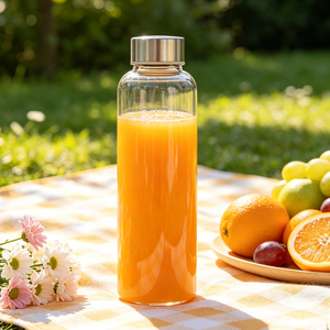 Bouteille d'eau en verre borosilicate transparente sans BPA, anti-fuite, avec bouchon en acier inoxydable, 300 ml, 420 ml, 500 ml, 550 ml, 700 ml, 1000 ml - Product Image 2