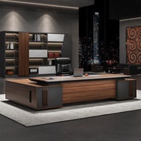 LBZ-180X  Ensemble bureau et chaise de direction Boss avec design en forme de L, table de bureau moderne personnalisable et bibliothèque