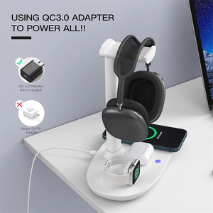 Estación de Carga Inalámbrica 4 en 1 con Soporte para Auriculares, <span class=keywords><strong>Cargador</strong></span> Rápido de 15W para <span class=keywords><strong>iPhone</strong></span>, Watch, AirPods, Base de Escritorio - Product Image 6
