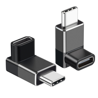 Adaptor USB-C Sudut Kanan 90 Derajat, Konektor Ekstensi Tipe-C Bentuk L, Pria ke Wanita