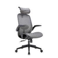 Chaise de bureau ergonomique moderne à dossier haut en tissu maillé avec appui-tête réglable, soutien lombaire et accoudoirs réglables, pivotante pour atelier