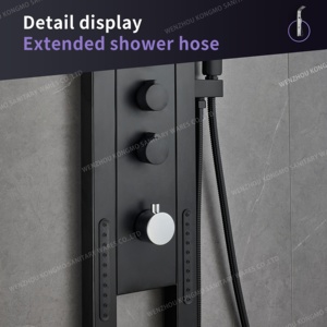 2025 Đen Thép Không Gỉ Đa Chức Năng Phòng Tắm Lượng Mưa Bảng Điều Chỉnh Hot Bán Kép Cột Phun Nước Mềm Massage Thiết Lập Hệ Thống - Product Image 3