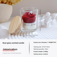 Bougie en cire de soja en forme de rose avec étiquette personnalisée, bougie parfumée en verre transparent de luxe pour la décoration de la maison, bougie originale
