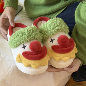 CHIQUE Funny Plush Clown <span class=keywords><strong>Circus</strong></span> Halloween Warmer Pantuflas Otoño e Invierno Antideslizante Zapatillas de casa - Product Image 4