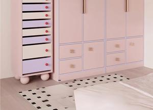 Armoire rose sur mesure avec <span class=keywords><strong>lit</strong></span> intégré, design <span class=keywords><strong>de</strong></span> garde-robe murale avec porte-pantalons télescopique intégré, rangement pour chambre à coucher - Product Image 3