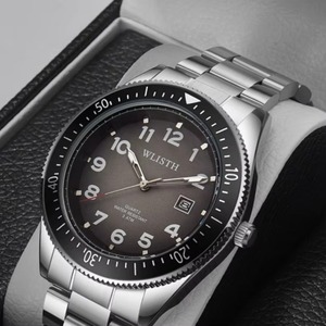 Reloj de Cuarzo Impermeable para Hombre en Oferta, Correa de Acero Inoxidable, Bisel Giratorio, Números Arábigos, Luminoso, Deportivo, con Calendario - Product Image 2
