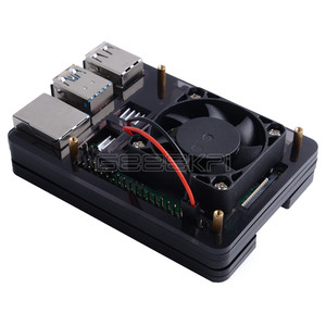GeeekPi Nouveau boîtier transparent en acrylique à 5 couches (clair et noir) / noir / coloré avec ventilateur de refroidissement pour Raspberry Pi 4B ICE TOWER - Product Image 6