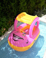 Bouée de bain pour bébé (avec auvent solaire) - Jouet de bain coloré en PVC pour tout-petits (1-3 ans)