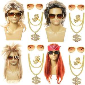 <span class=keywords><strong>Peluca</strong></span> Larga Rizada Negra Estilo Punk de los 80 para Hombre, Estilo Europeo y Americano, para Halloween, Hippie Rock, Modificación de la Forma del Rostro - Product Image 3