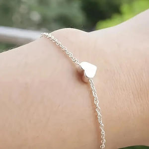 Pulsera de Cadena con Corazón, Aleación de Plata Tibetana, Joyería Linda para Mujer, Regalo, Pulseras con Dijes de Moda - Product Image 3
