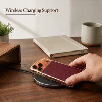 Étui de téléphone en cuir véritable, cuir de vachette pleine fleur, cadre en TPU anti-traces de doigts, plaque arrière en PC, compatible avec la charge sans fil, 3 couleurs
