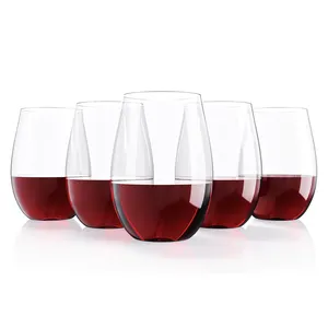 16oz Personalized 100% Tritan Shatterproof Wine Glasses Stemless Plastic Red Wine Glass With Logo