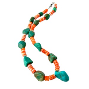 สร้อยคอเงินแท้ 925 ประดับด้วยเทอร์ควอยซ์ธรรมชาติ <span class=keywords><strong>100</strong></span>% และหยกทรงแหลม - Product Image 3