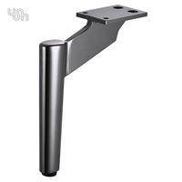 Pieds de canapé modernes en métal argenté avec support angulaire, pieds de meubles coniques pour canapé, divan et armoire