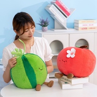 Almohada de Peluche de Frutas, Suave y Esponjosa, Piña, Fresa, Manzana, Naranja, Sandía, Coco, Cojín Relleno para Sofá y Dormitorio