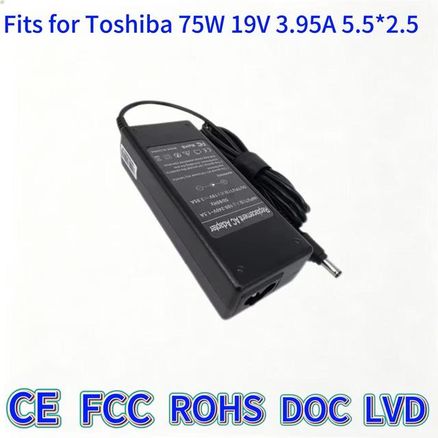75W 19V 3.95A Eco-Friendly Fireproof Power Supply Adapter DC Tip Replacement Charger Compatible for Satellite L300 L450 L505