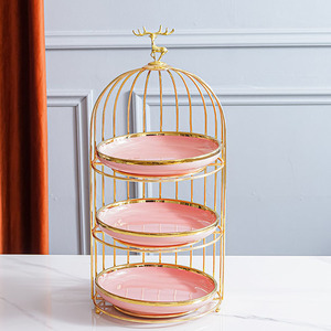 Özel 3 katmanlı seramik düğün tatlı meyve aperatif cupcake kek standı çay partisi için servis tabağı - Product Image 5