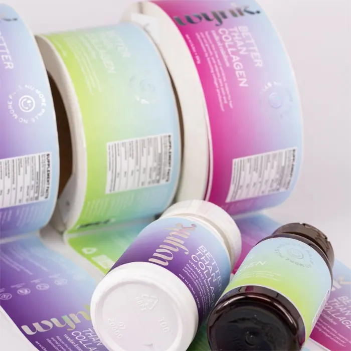 Hochwertige Luxus-Ergänzungs etiketten benutzer definierte Rolle wasserdichte Hologramm folie Handelsmarken für Medizin flasche