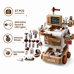 Juego de 47 Piezas de Juguete de Doctor para Niños, Carrito Médico de Simulación, Juego de Imitación de Dentista y Enfermera, con Sonido, Luz y Monitor, Estación de Trabajo Educativa - Product Image 3